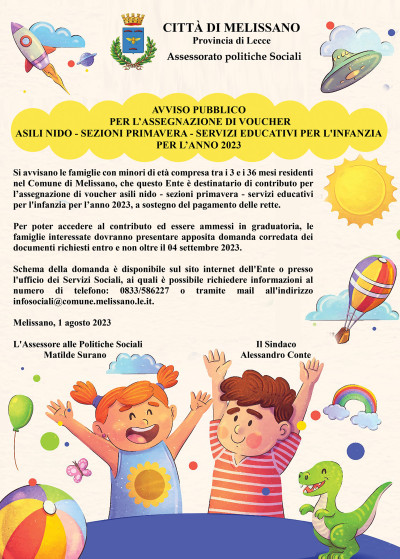 AVVISO PUBBLICO PER L’ASSEGNAZIONE DI VOUCHER ASILI NIDO - SEZIONI P...