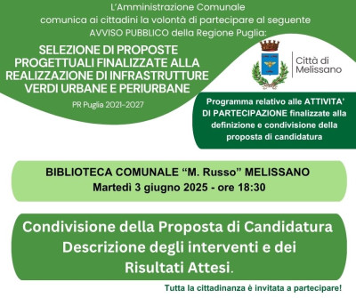 SELEZIONE DI PROPOSTE PROGETTUALI FINALIZZATE ALLA REALIZZAZIONE DI INFRASTRU...