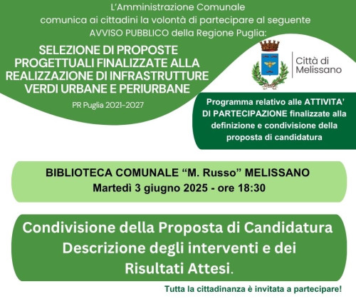 SELEZIONE DI PROPOSTE PROGETTUALI FINALIZZATE ALLA REALIZZAZIONE DI INFRASTRU...