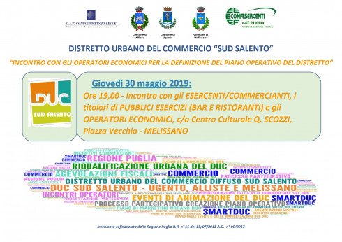 DISTRETTO URBANO DEL COMMERCIO “SUD SALENTO” “INCONTRO CON GLI OPERATORI ECONOMICI PER LA DEFINIZIONE DEL PIANO OPERATIVO DEL DISTRETTO”