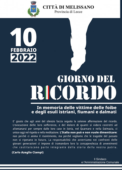 10 febbraio Giorno del ricordo