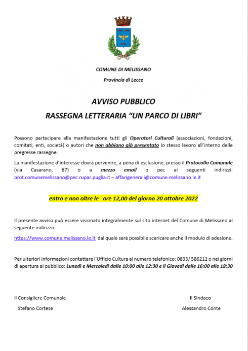 RASSEGNA LETTERARIA 'UN PARCO DI LIBRI'